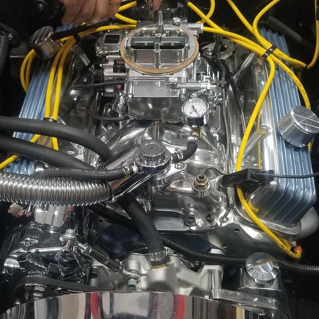 Polished small-block with a fresh carburetor